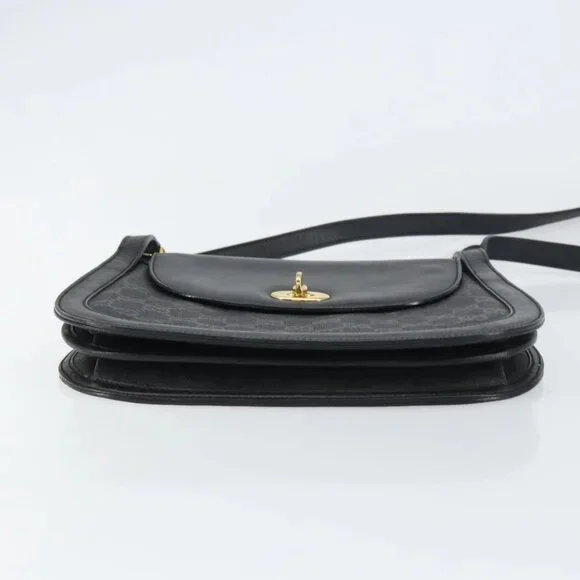 GUCCI GG Supreme Shoulder Bag PVC Leather Black Gold 001 084 0905 Auth BA8623